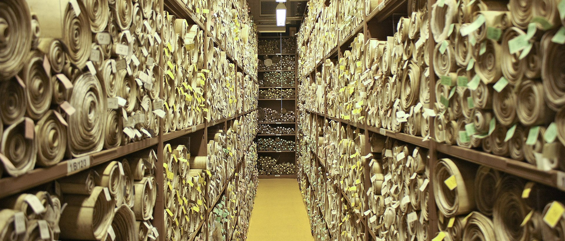 Rolls containing Acts of Parliament in the Parliamentary Archives at Victoria Tower, Palace of Westminster