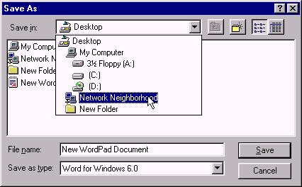 Windows 95 save dialog