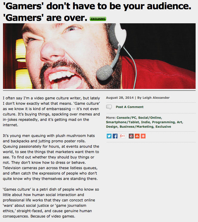 Gamers are over